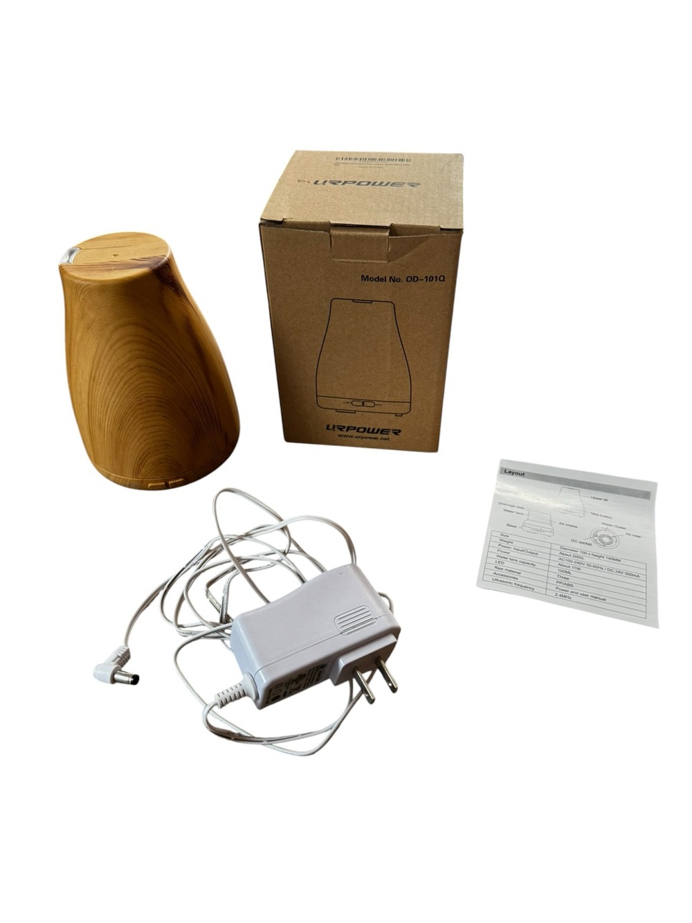 URPOWER Essential Oil Diffuser w Charger Adapter & Instructions. Lightly Used